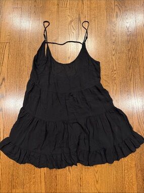 Brandy Melville Women's Black Tiered Spaghetti Strap swing dress one size
